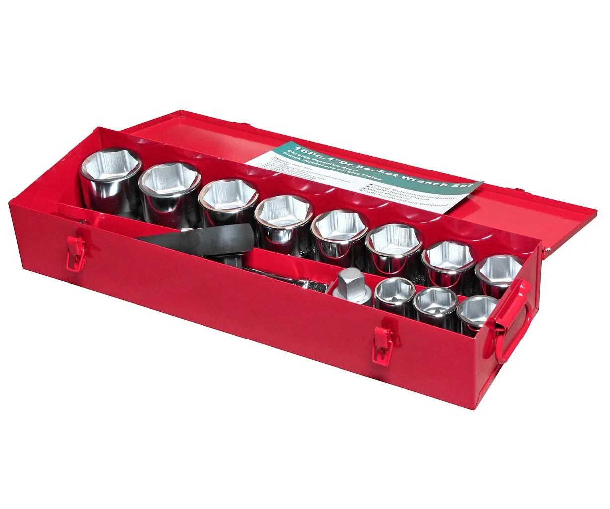 Набор головок торцевых 1" 36-65мм 6-ти гранных 16 предметов в металлическом кейсе JTC купить