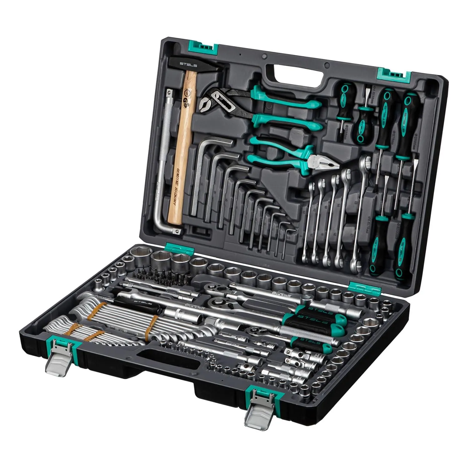 Набор инструментов, 1/2",3/8", 1/4", CrV, пластиковый кейс 142 предмета Stels купить