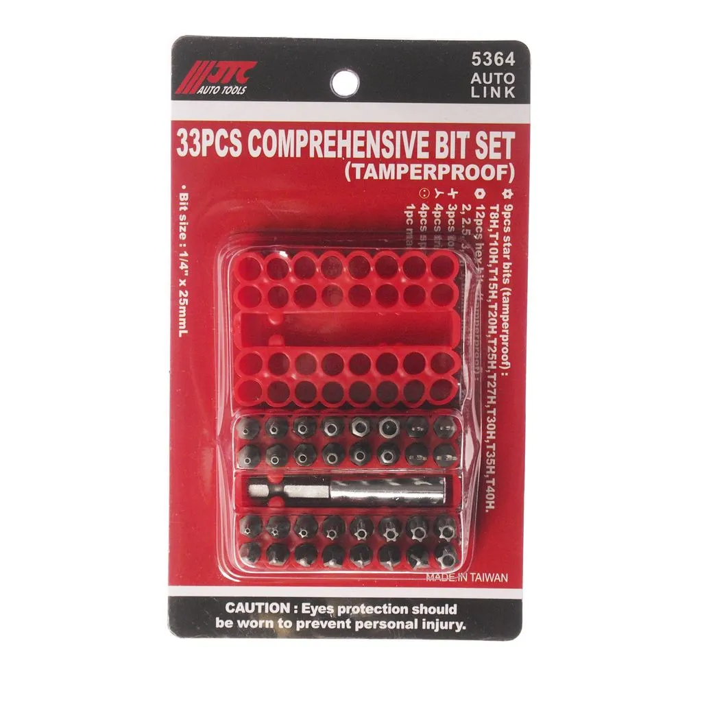 Набор бит 1/4" TORX, HEX, SPANNER с магнитным держателем 33 предмета в боксе JTC фото товара COMPASS MARKET Набор бит 1/4" TORX, HEX, SPANNER с магнитным держателем 33 предмета в боксе JTC купить