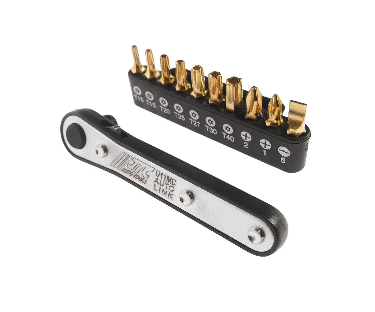 Набор бит 1/4" SL6, PH1-2, TORX, Т10Н-Т40Н с ключом трещоткой 11 предметов JTC купить