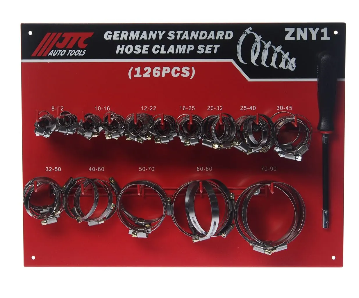 Хомут ленточный ZN12-ZN90 червячный (нержавеющая сталь) с гибким воротком 7мм (стенд) 126 предм. JTC купить