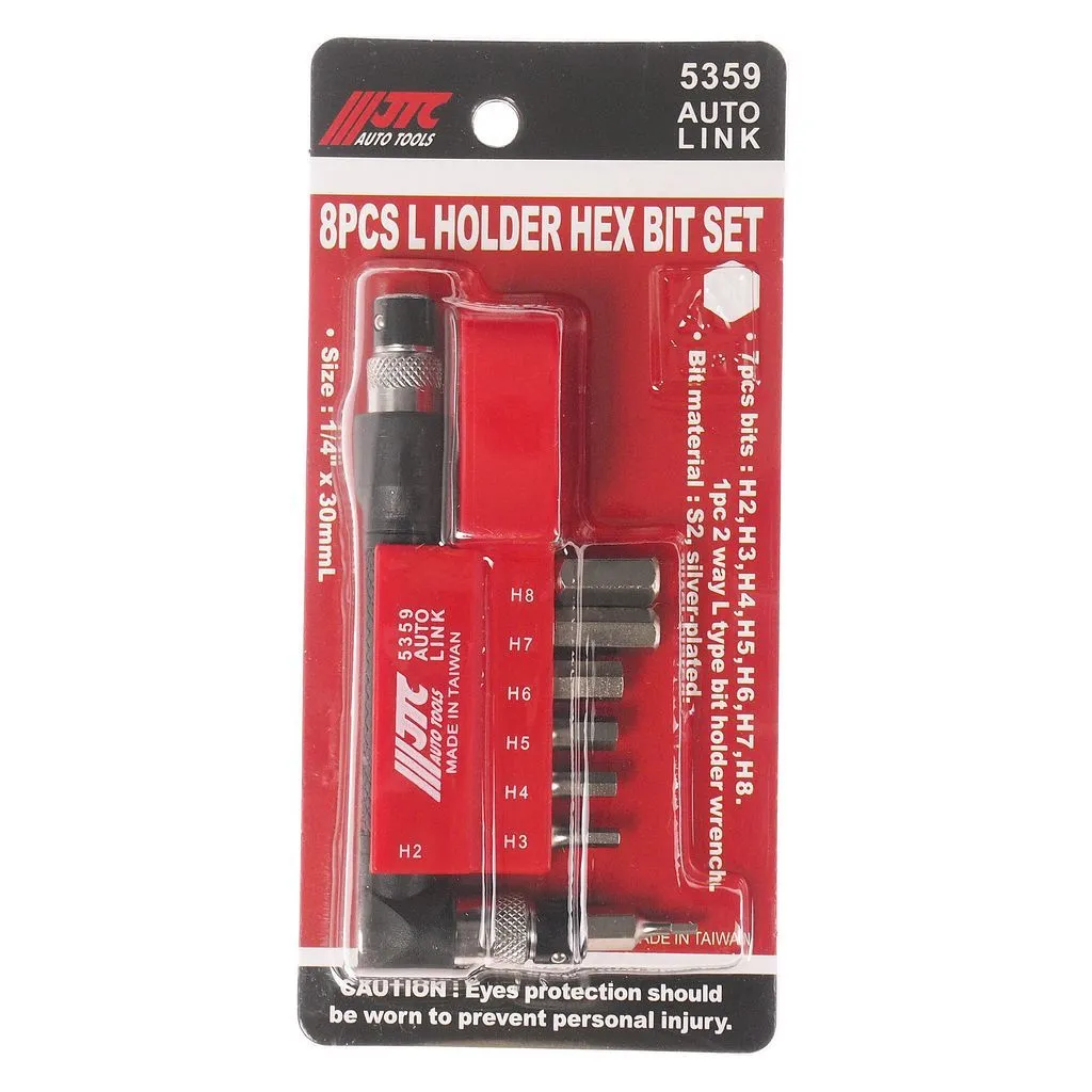 Набор бит 1/4" HEX с Г-образным держателем 8 предметов JTC купить