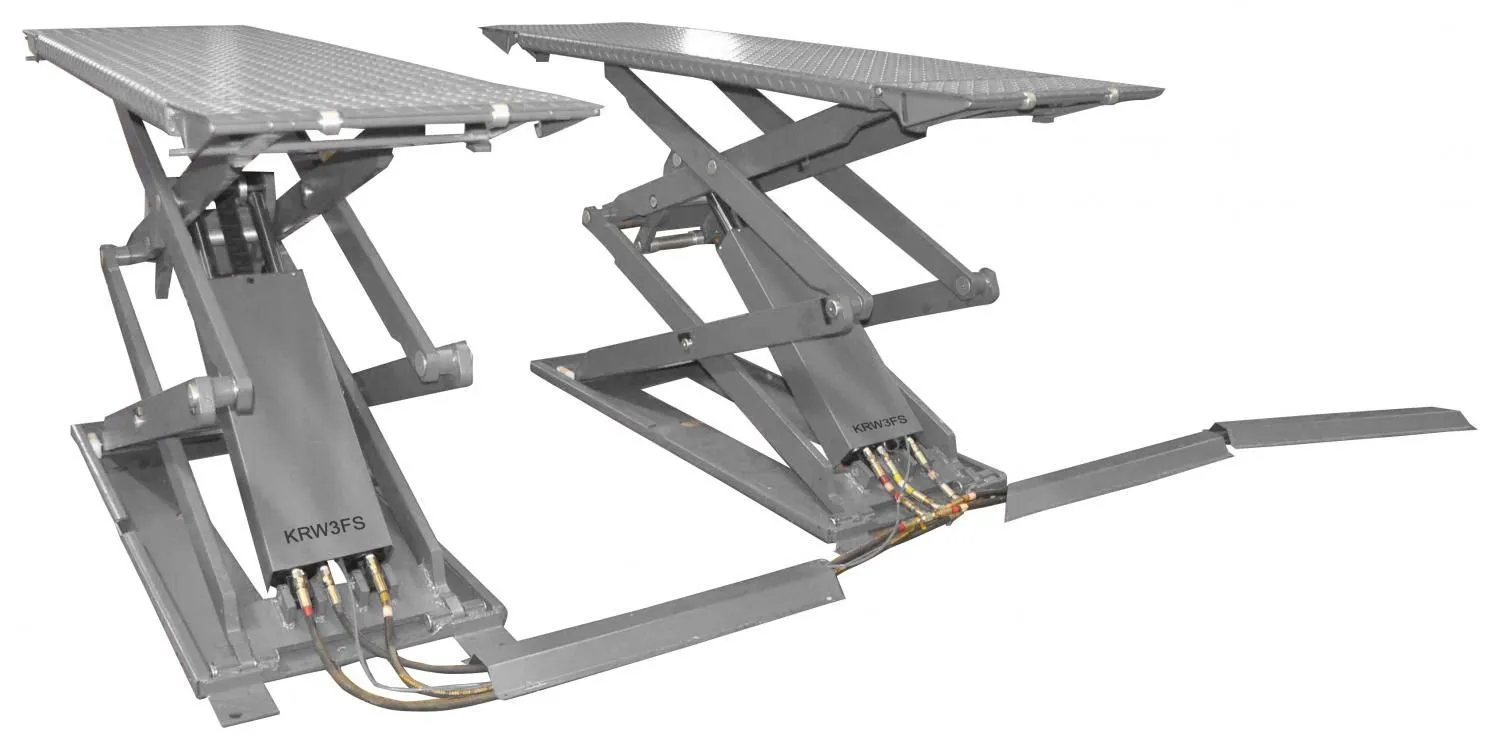 Электрогидравлический подъемник KraftWell KRW3FS/220 Подъемник ножничный короткий г/п 3000 кг.  напольный