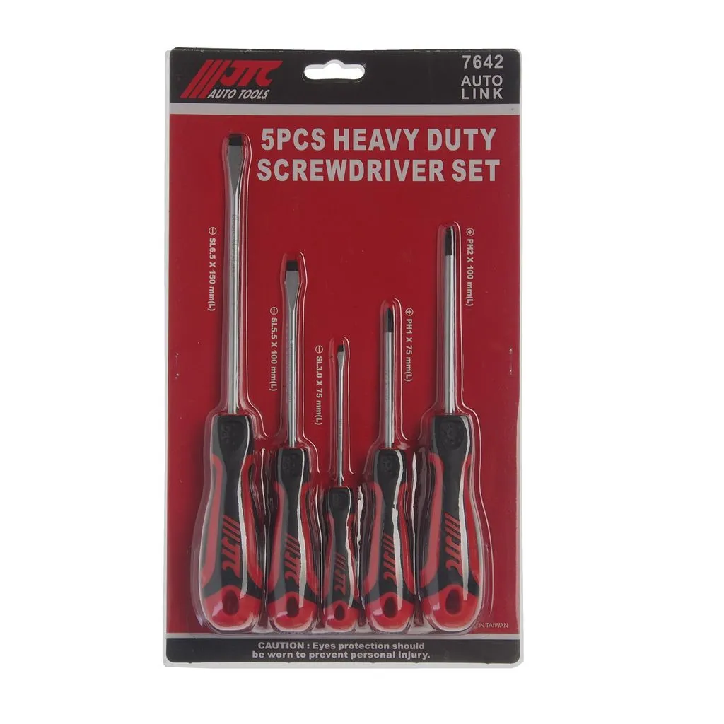 Набор отверток усиленных SL3.0х75 SL5.5х100 SL6.5x150 PH1x75 PH2x100 5 предметов JTC купить