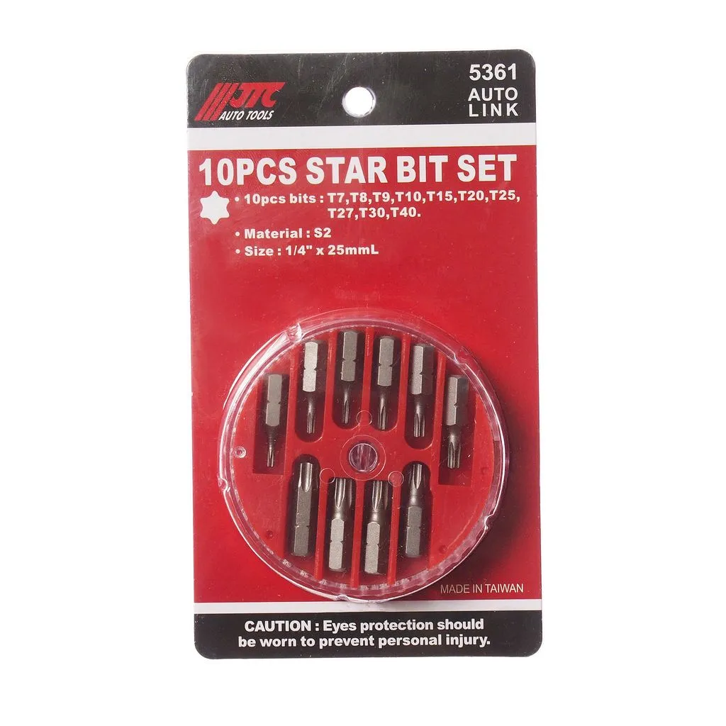 Набор бит 1/4" TORX Т7-Т40 10 предметов в боксе JTC фото товара COMPASS MARKET Набор бит 1/4" TORX Т7-Т40 10 предметов в боксе JTC купить