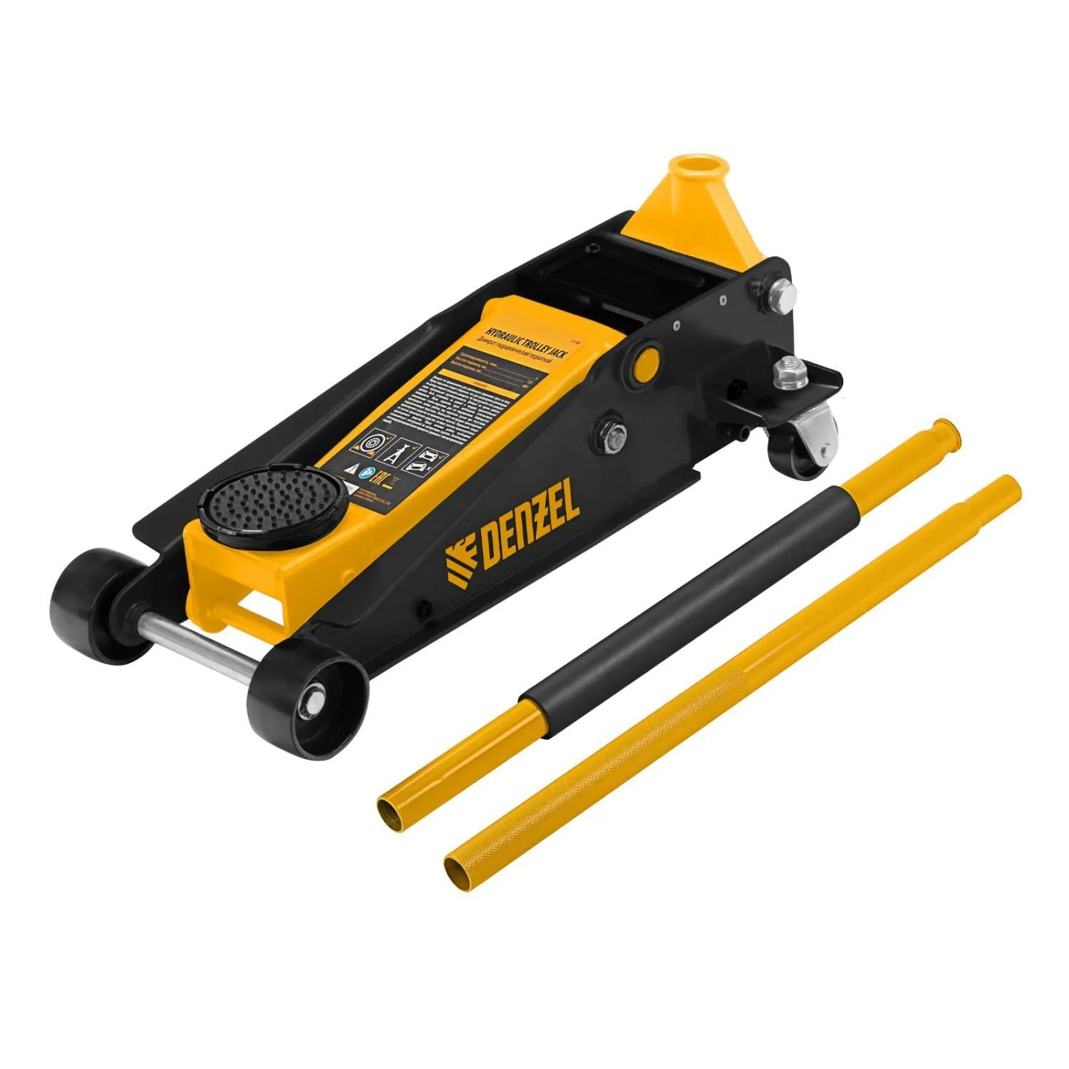 Домкрат гидравлический подкатной 3 т, с фиксатором, быстрый подъем, 135-480 мм, профессиональный Denzel купить