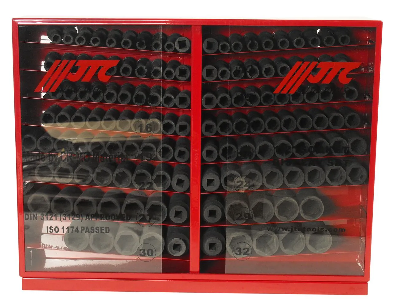 Набор головок торцевых 1/2" 6-ти гранных 10-32мм ударных 137 предметов в металлическом шкафу JTC купить