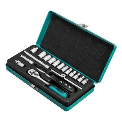 Набор торцевых головок с трещоткой, 1/4", 18 предметов Stels Набор торцевых головок с трещоткой, 1/4", 18 предметов Stels