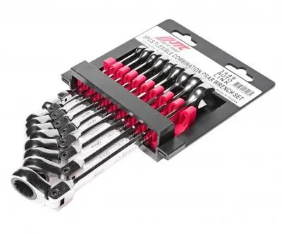 Набор ключей комбинированных 8-17мм трещоточных шарнирных 9 предметов JTC